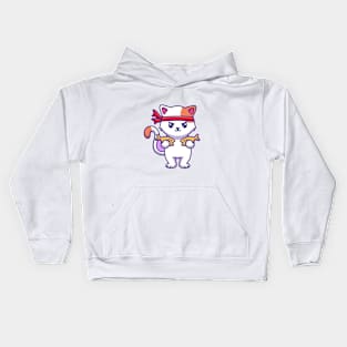 Cute angry ninja cat Kids Hoodie